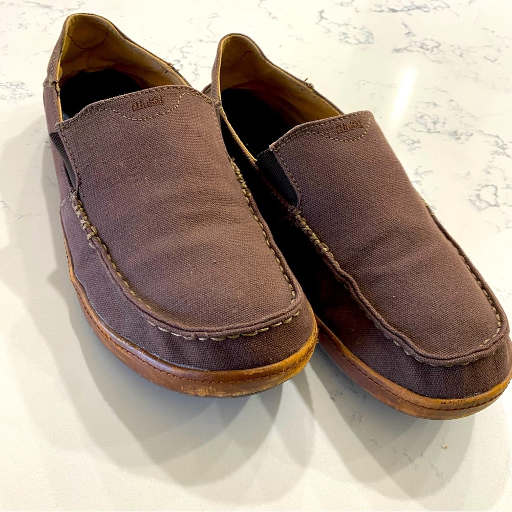 OluKai Puhalu Canvas Brown Mens 10.5